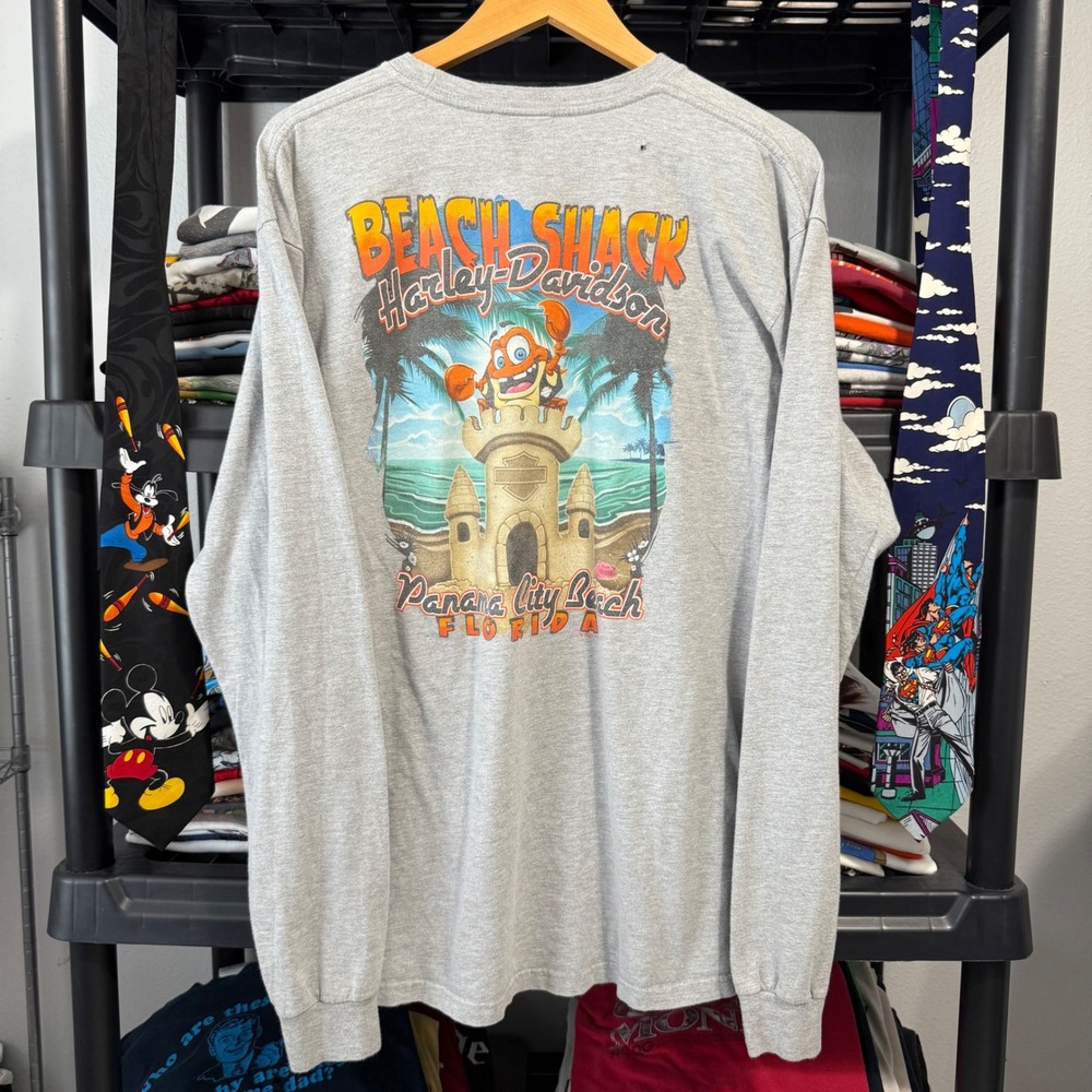 2000s Gray Harley-Davidson Beach Shack Panama City Long Sleeve Tee L Light Wear